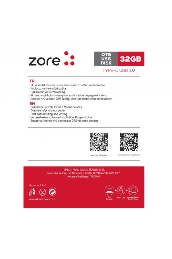 Zore 3.0 Type-C Metal OTG 32 GB