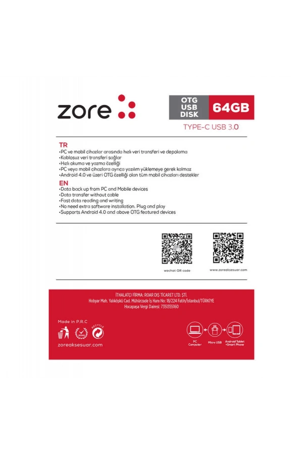 Zore 3.0 Type-C Metal OTG 64 GB