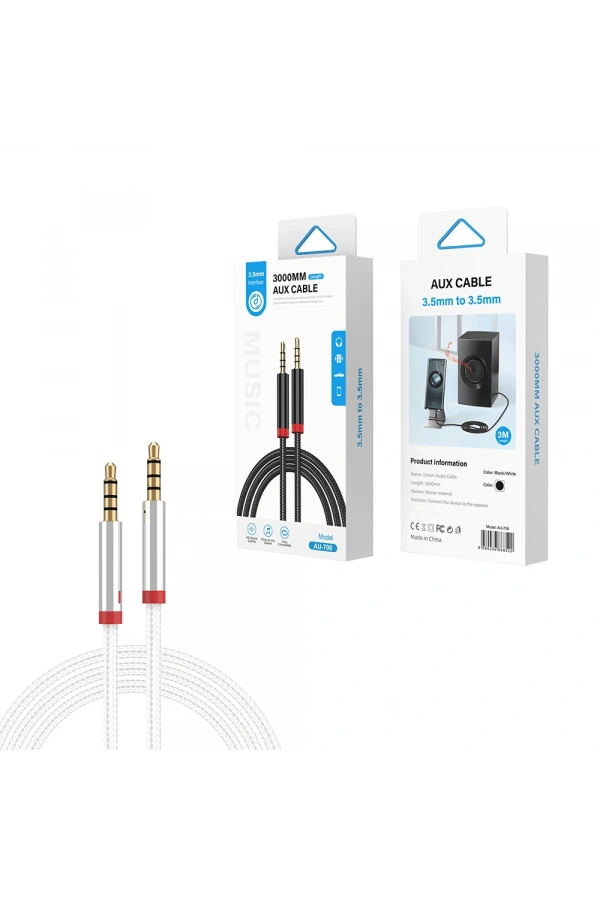 Zore AU-708 Örgü Tasarımlı Aux Audio Kablo 3.5mm 3m