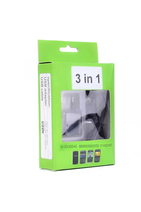 Zore Black Berry 3 in 1 Şarj Seti