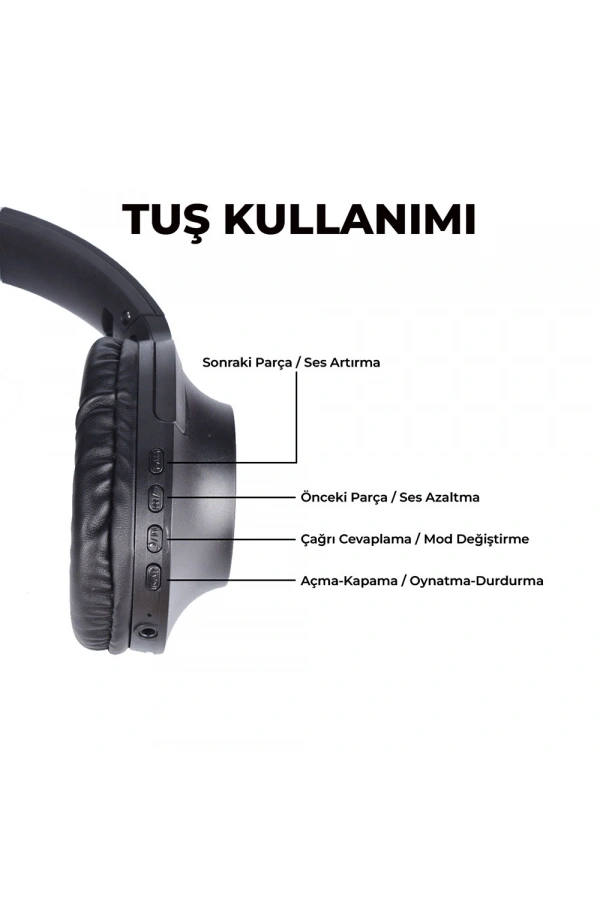 Zore BT850 Ayarlanabilir ve Katlanabilir 90 Derece Dönebilen Kulak Üstü Bluetooth Kulaklık