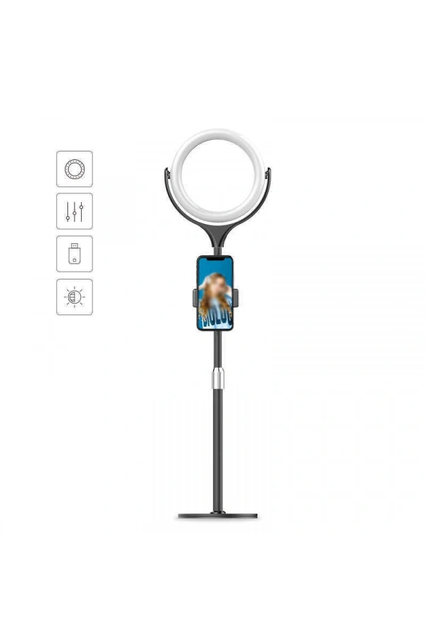 Zore F-537 30 Cm Işıklı Telefon Tutucu Ring Light