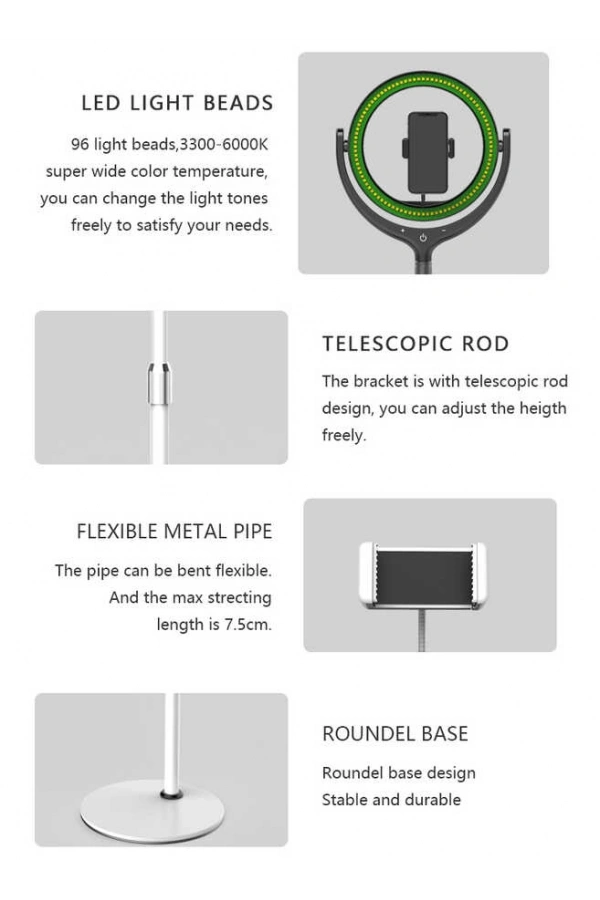 Zore F-539A Işıklı Telefon Tutucu Ring Light