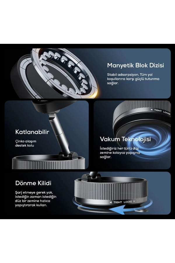 Zore K10A Vakum Özellikli Magnetik Telefon Tutucu