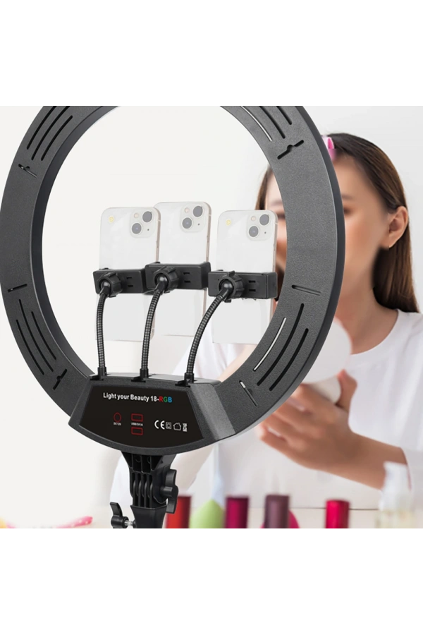 Zore LJJ22 RGB Light 56cm Işıklı Telefon Tutucu Ring Light