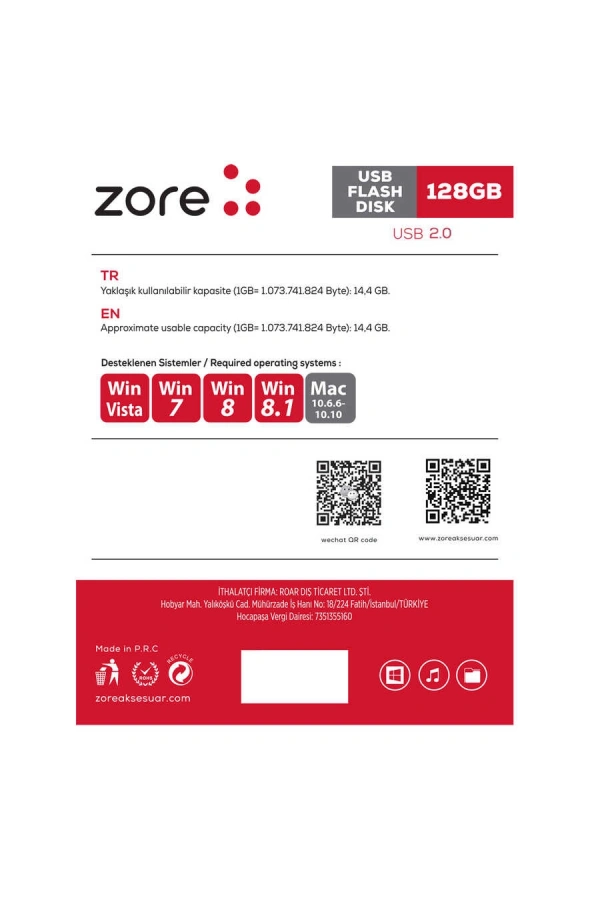 Zore Metal Usb Flash Disk 128GB