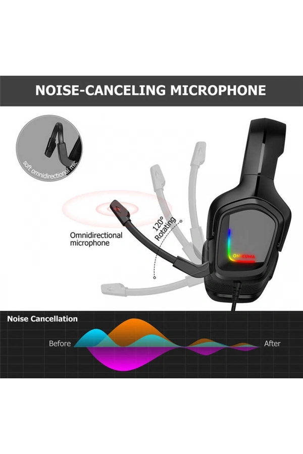 Zore Onikuma K20 RGB Oyuncu Kulaklığı 3.5mm
