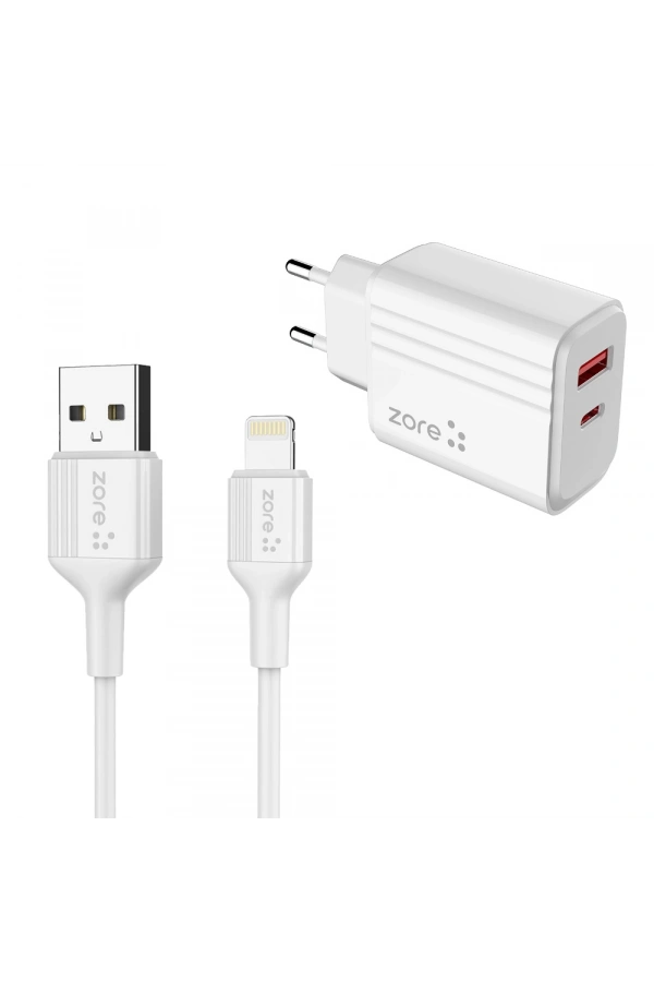 Zore Play Serisi PL05 Lightning 2in1 Seyahat Şarj Aleti 20W