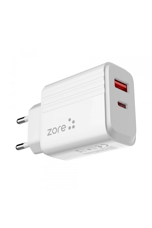Zore Play Serisi PL06 Type-C 2in1 Seyahat Şarj Aleti 20W