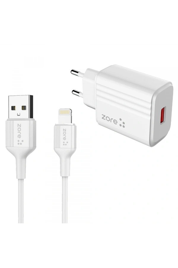 Zore Play Serisi PL1 Lightning 2in1 Seyahat Şarj Aleti 12W