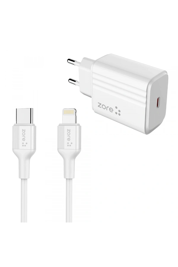 Zore Play Serisi PL2 Type-C to Lightning 2in1 PD Seyahat Şarj Aleti 20W