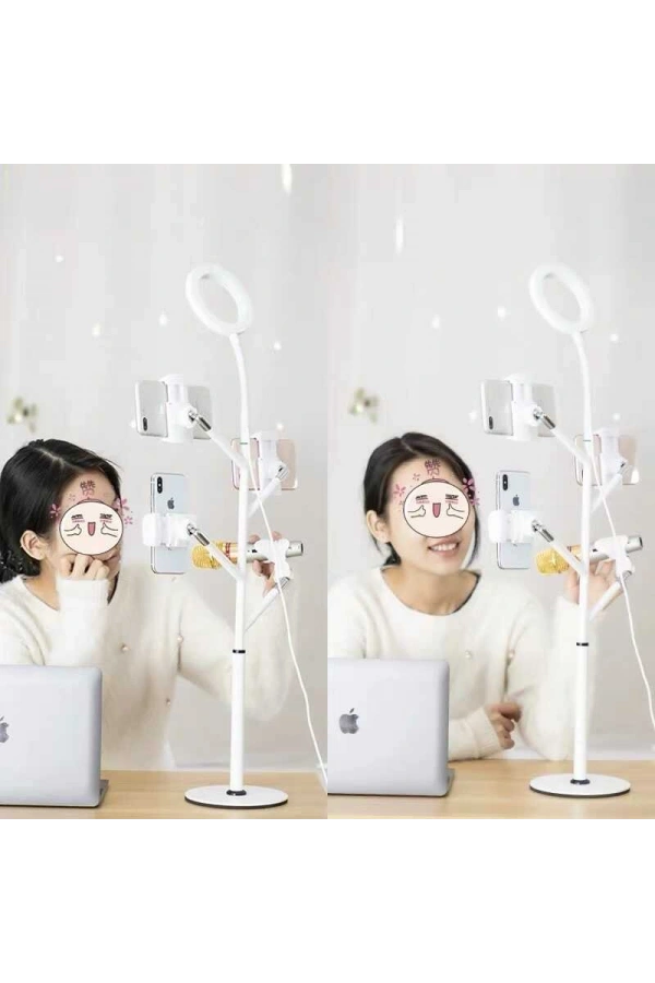 Zore Professional Live Stream Işıklı Telefon Tutucu Ring Light