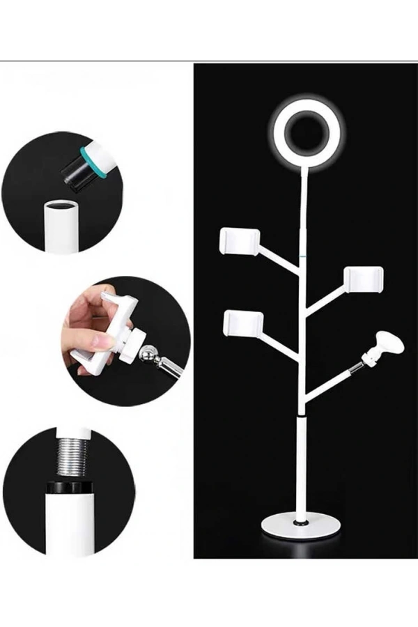 Zore Professional Live Stream Işıklı Telefon Tutucu Ring Light