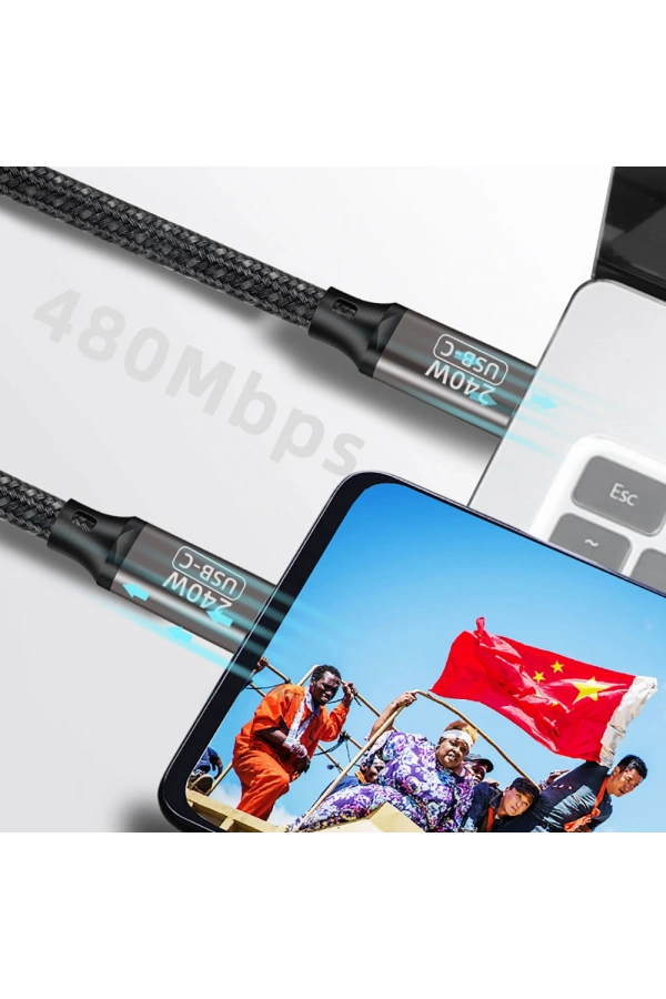 Zore QG02 Type-C to Type-C PD3.1 Data Kablosu 240W 480Mbps 1 Metre