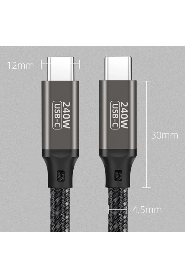 Zore QG02 Type-C to Type-C PD3.1 Data Kablosu 240W 480Mbps 1 Metre