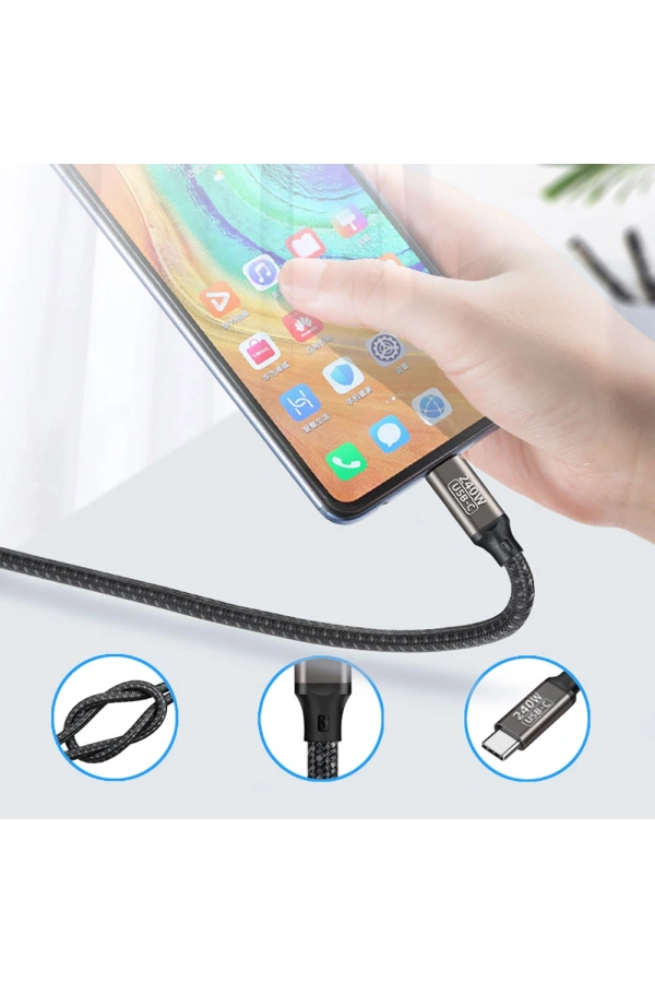 Zore QG02 Type-C to Type-C PD3.1 Data Kablosu 240W 480Mbps 1 Metre