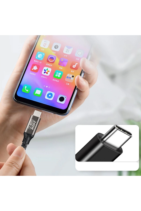 Zore QG02 Type-C to Type-C PD3.1 Data Kablosu 240W 480Mbps 1.5 Metre