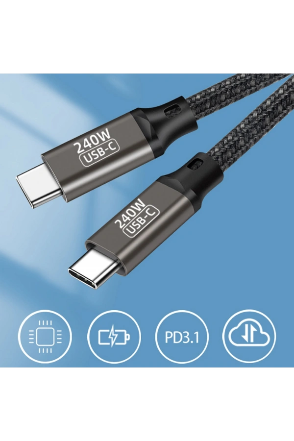 Zore QG02 Type-C to Type-C PD3.1 Data Kablosu 240W 480Mbps 3 Metre