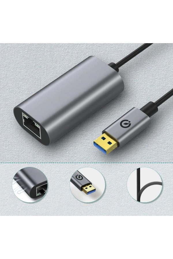 Zore QG03 USB-A to RJ45 USB3.0 Ethernet Dönüştürücü Kablo 1000Mbps 22cm