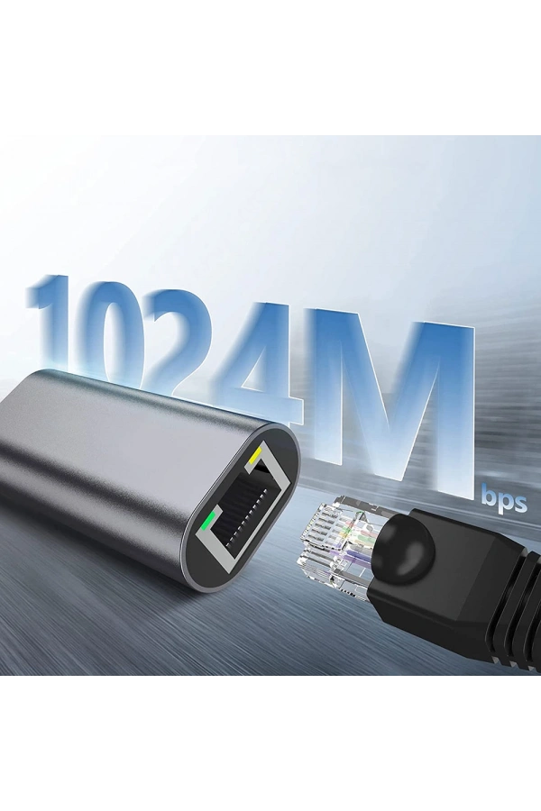 Zore QG04 Type-C to RJ45 Ethernet Dönüştürücü Kablo 1024Mbps 22cm