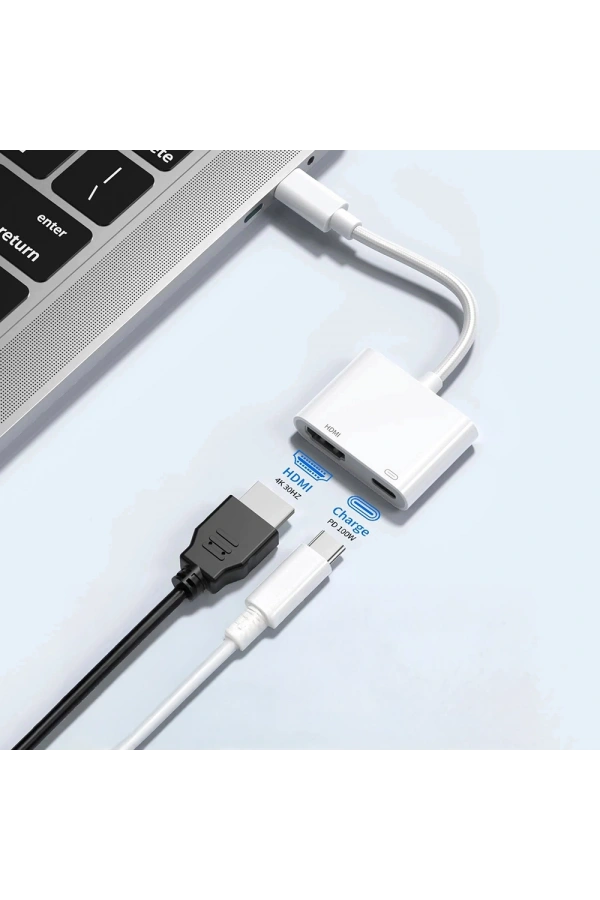 Zore Type-C to Type-C PD100W + HDMI 4K@30Hz 2in1 Adaptör