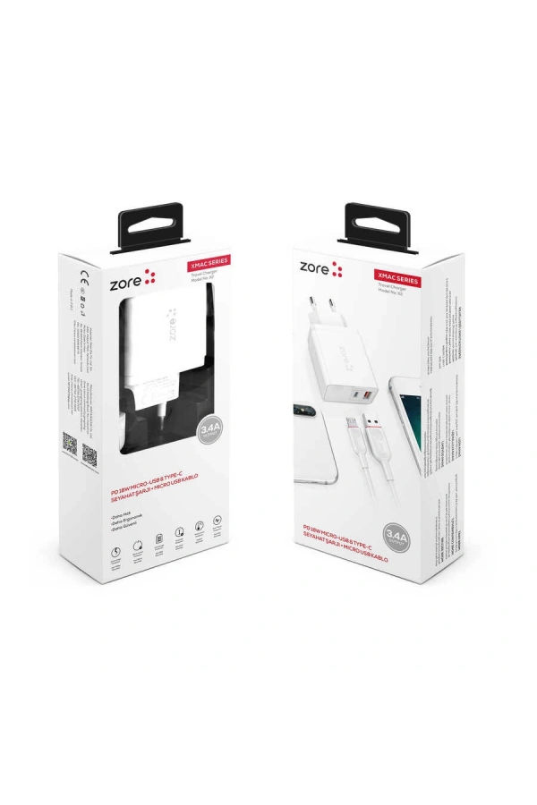 ​Zore XMac Serisi ZR-X2 Micro 2 in 1 Şarj Seti