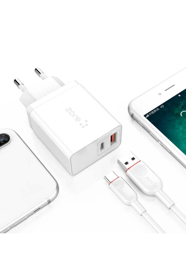 ​Zore XMac Serisi ZR-X2 Type-C 2 in 1 Şarj Seti