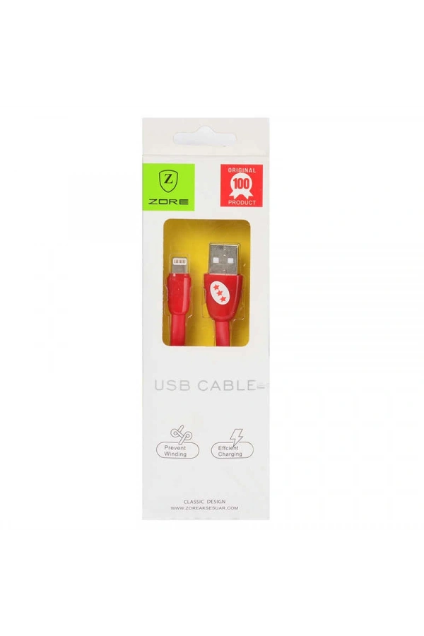 Zore Yassı Yumuşak Lightning Usb Kablo