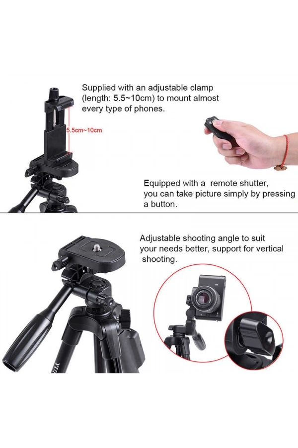 Zore Yunteng VCT 5208 Tam Orjinal Telefon Tripod