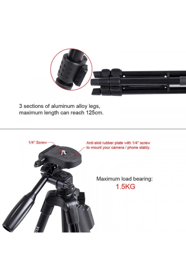 Zore Yunteng VCT 5208 Tam Orjinal Telefon Tripod