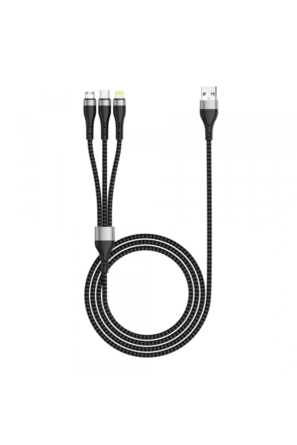 Zore ZR-43 3in1 USB-A to Lightning – Type-C – Micro Şarj ve Data Kablosu 20W 1.5M
