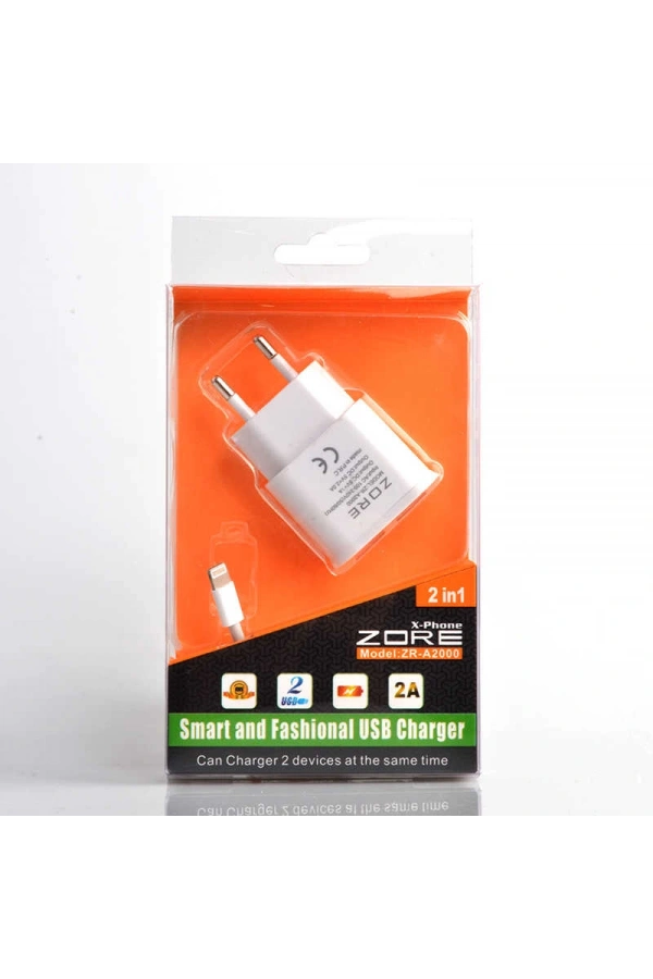 Zore ZR-A2000 2 Usb li Lightning Ev Şarj Seti