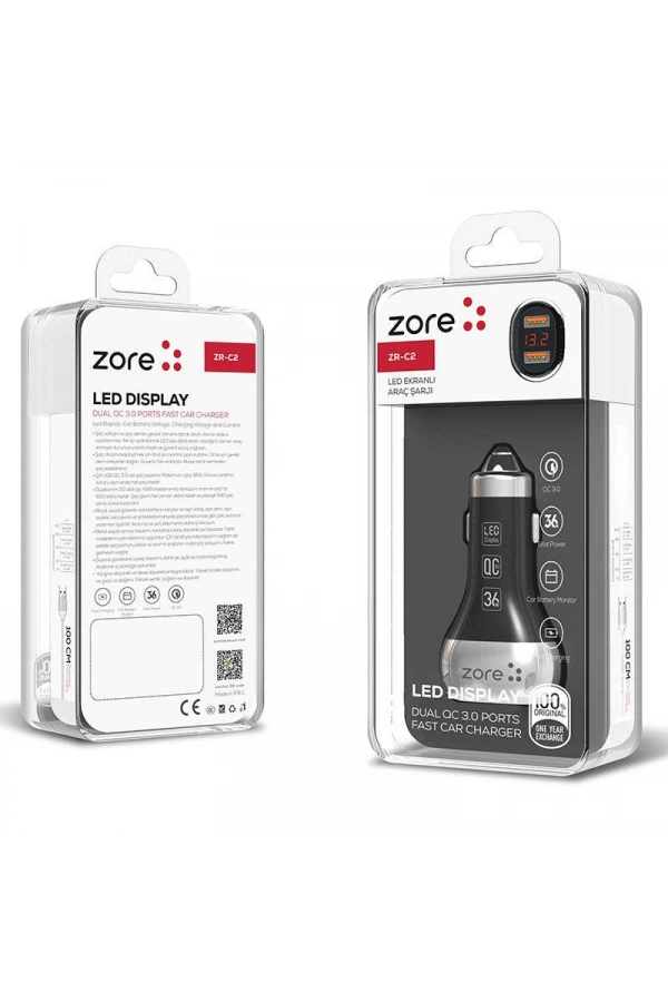 Zore ZR-C2 Micro 2 in 1 Araç Şarj Seti