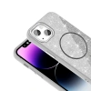 Apple iPhone 13 Kılıf M-safe Şarj Özellikli Parlayan Simli Zore Okso Kapak