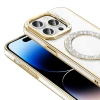 Apple iPhone 14 Pro Max Kılıf Pırlanta Taş Tasarımlı M-safe Şarj Özellikli Zore Karetta Silikon Kapak