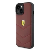 Apple iPhone 15 Kılıf Ferrari Orjinal Lisanslı Deri Dikişli Arka Yüzey Metal Logo Tasarımlı Kapak