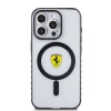 Apple iPhone 15 Pro Kılıf Ferrari Orjinal Lisanslı M-safe Şarj Özellikli Tırtıklı Kenar Tasarımlı Ortalanmış Logo Kapak
