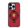 Apple iPhone 15 Pro Max Kılıf Ferrari M-safe Şarj Özellikli Standlı Buzlu Yüzey Dizayn Kapak