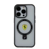 Apple iPhone 15 Pro Max Kılıf Ferrari M-safe Şarj Özellikli Standlı Buzlu Yüzey Dizayn Kapak