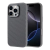 Apple iPhone 16 Pro Kılıf M-safe Şarj Özellikli Karbon Fiber Görünümlü Zore Troy Kapak