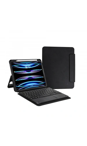 Apple iPad Pro 11 2024 Zore Border Keyboard Bluetooh Bağlantılı Standlı Klavyeli Tablet Kılıfı