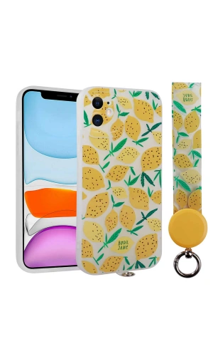 Apple iPhone 11 Kılıf Desenli El Askılı İpli Zore Arte Silikon Kapak