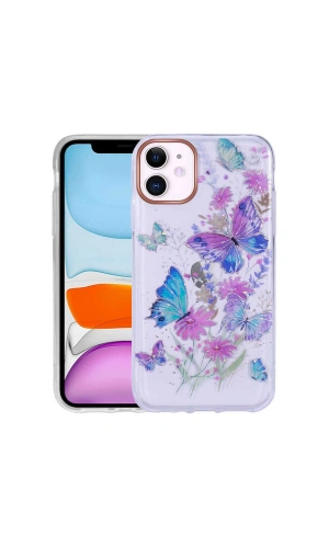 Apple iPhone 11 Kılıf Desenli Simli Sert Zore İnka Kapak