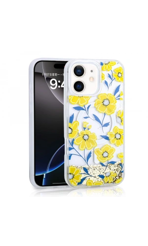 Apple iPhone 11 Kılıf Sıvılı Simli Baskılı Şeffaf Arka Yüzey Zore Mossa Silikon Kapak