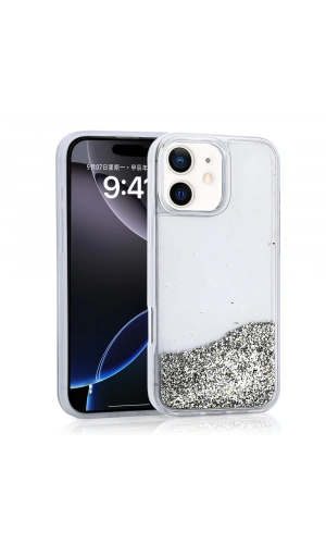 Apple iPhone 11 Kılıf Sıvılı Simli Şeffaf Arka Yüzey Zore Keto Silikon Kapak