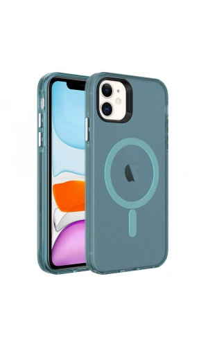 Apple iPhone 11 Kılıf Zore M-safe Şarj Özellikli Buzlu Transparan C-Pro Sert Kapak