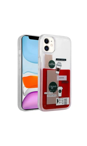 Apple iPhone 12 Kılıf Desenli Sıvılı Zore Drink Silikon Kapak