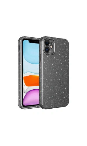 Apple iPhone 12 Kılıf Kamera Korumalı Simli Lüks Zore Koton Kapak
