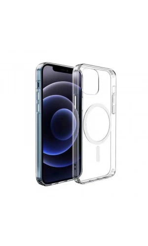 Apple iPhone 12 Kılıf M-safe Şarj Özellikli Şeffaf Sert PC Zore Embos Kapak