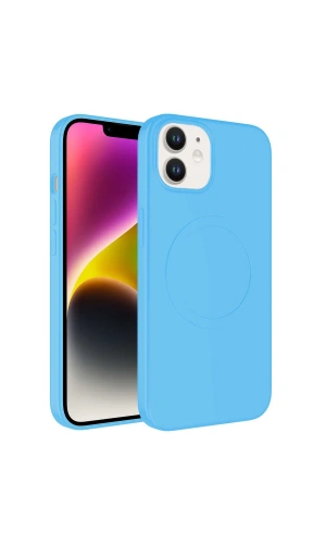 Apple iPhone 12 Kılıf M-safe Wireless Şarj Özellikli Pastel Renk Silikon Zore Plas Kapak